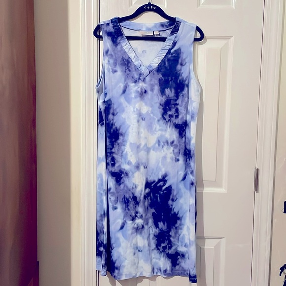 belle beach Dresses & Skirts - Kim Gravelle Beach Blue and Purple and White Sheath Dress Great for Golf 
NWOT